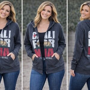 California Republic Gray Zip Up Sweater